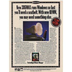 Qualitas 386MAX  QEMM Intelligent Memory Manager 1993 Vtg Print Ad Bethesda MD
